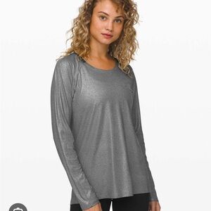 Lululemon shimmery gray long sleeve